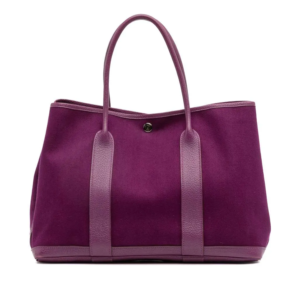 Hermès Toile and Negonda Garden Party 36 Purple Canvas Good - Front View