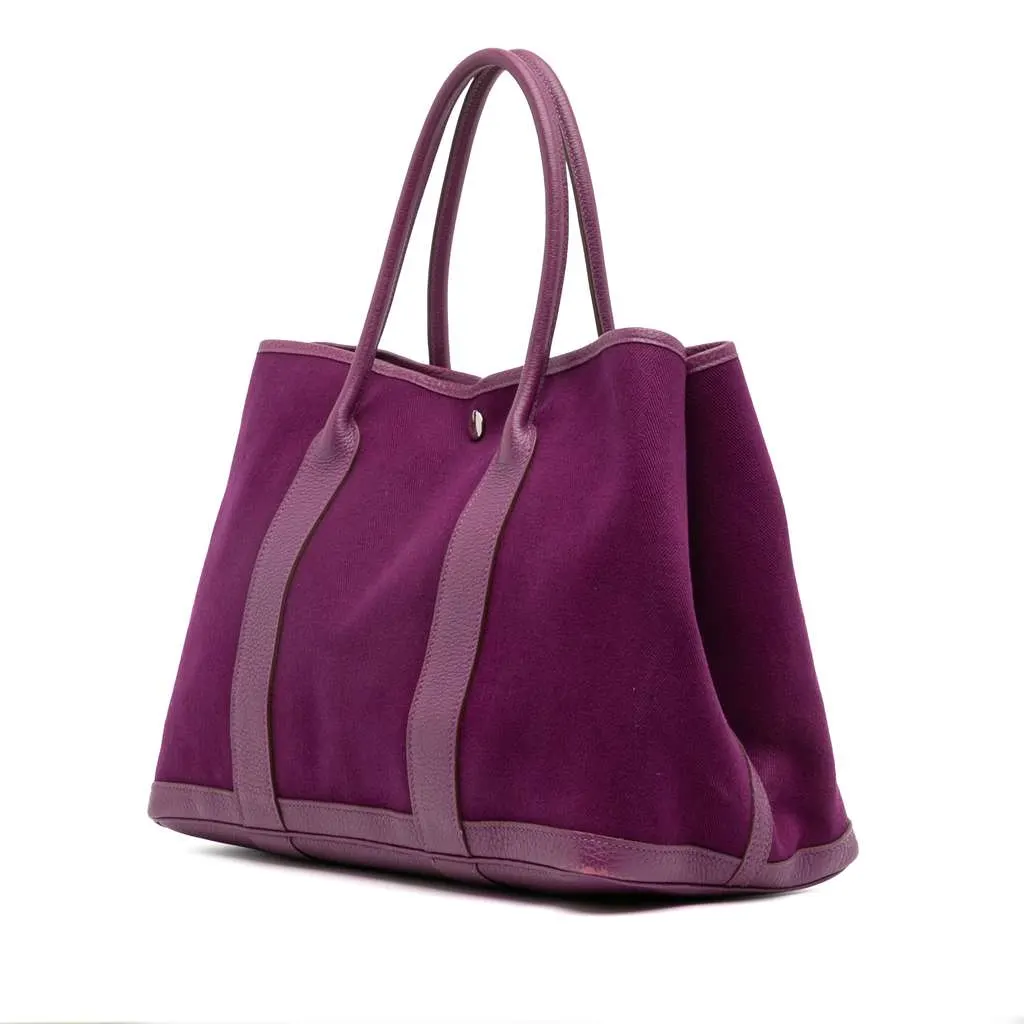 Hermès Toile and Negonda Garden Party 36 Purple Canvas Good - Back View