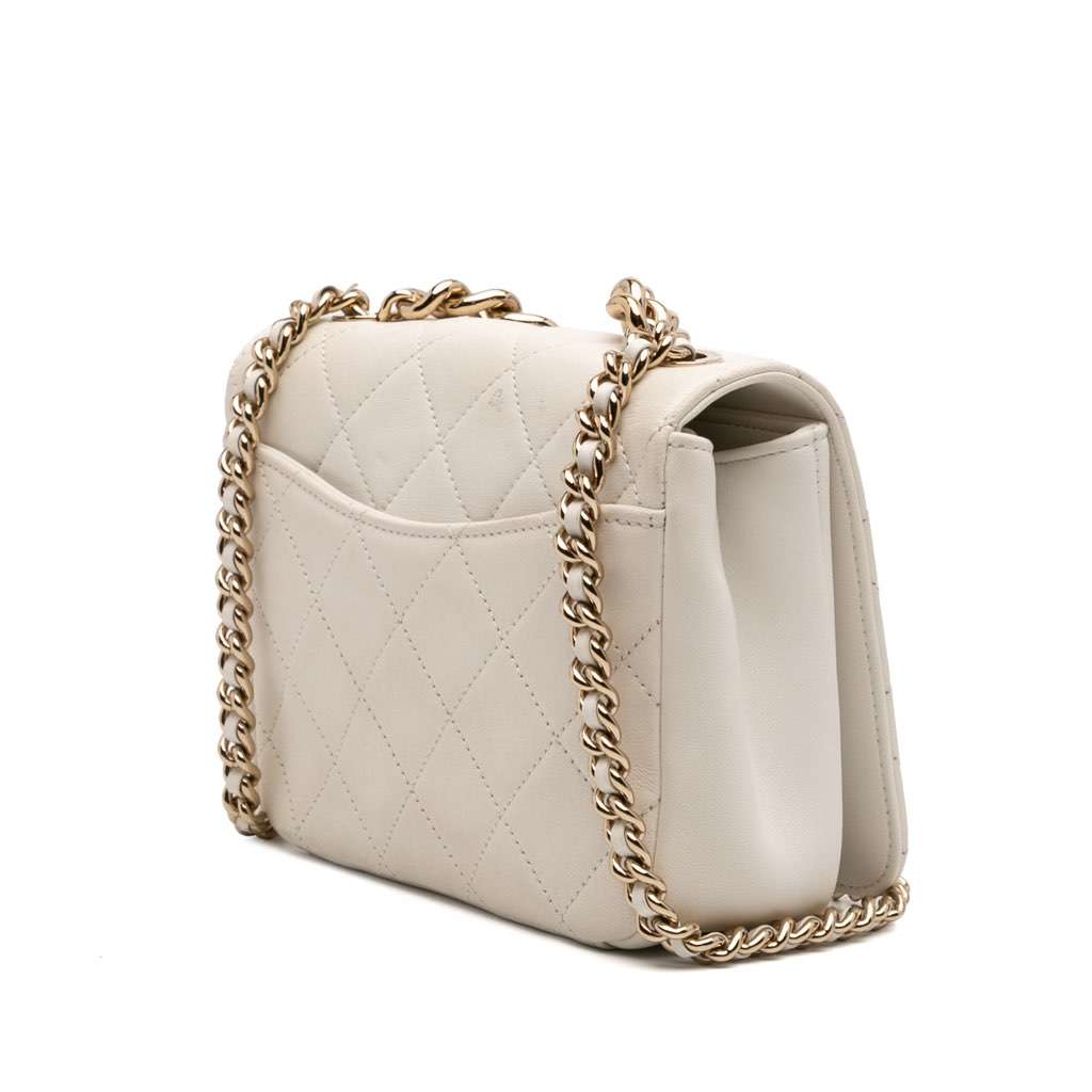 Chanel Quilted Lambskin Studded Beauty Begins Flap - Back view