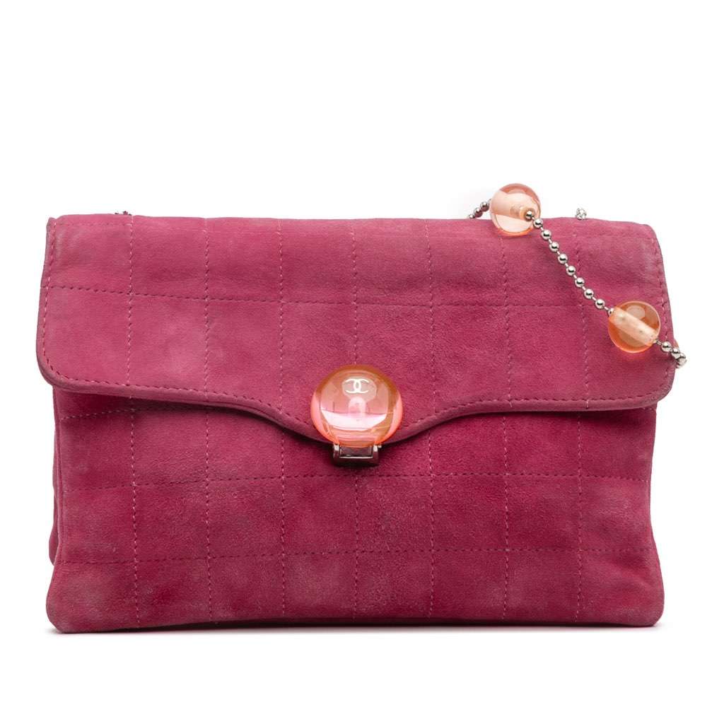 Chanel CC Choco Bar Suede Beaded Chain Flap