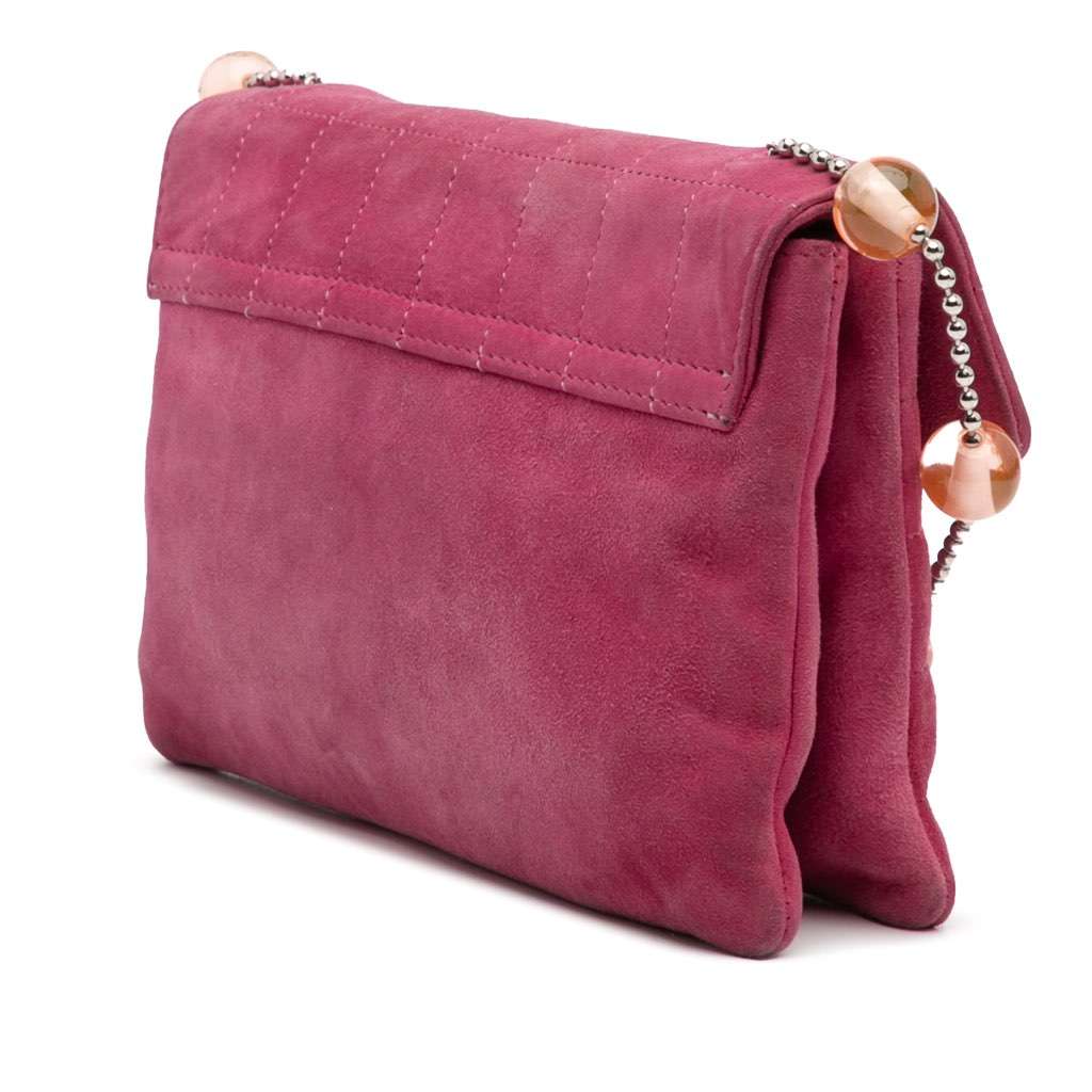 Chanel CC Choco Bar Suede Beaded Chain Flap - Back view