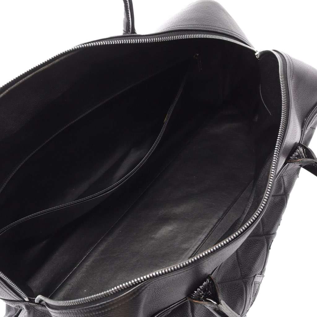 Chanel Large Quilted Caviar and Patent Logo Bowler Bag - 3