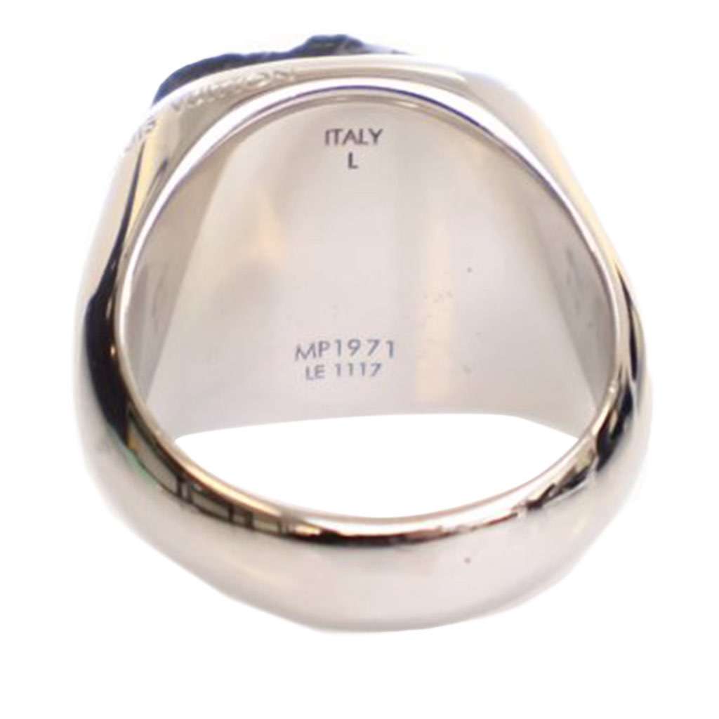 Louis Vuitton Silver Plated Gemstone Signet Ring L - 3