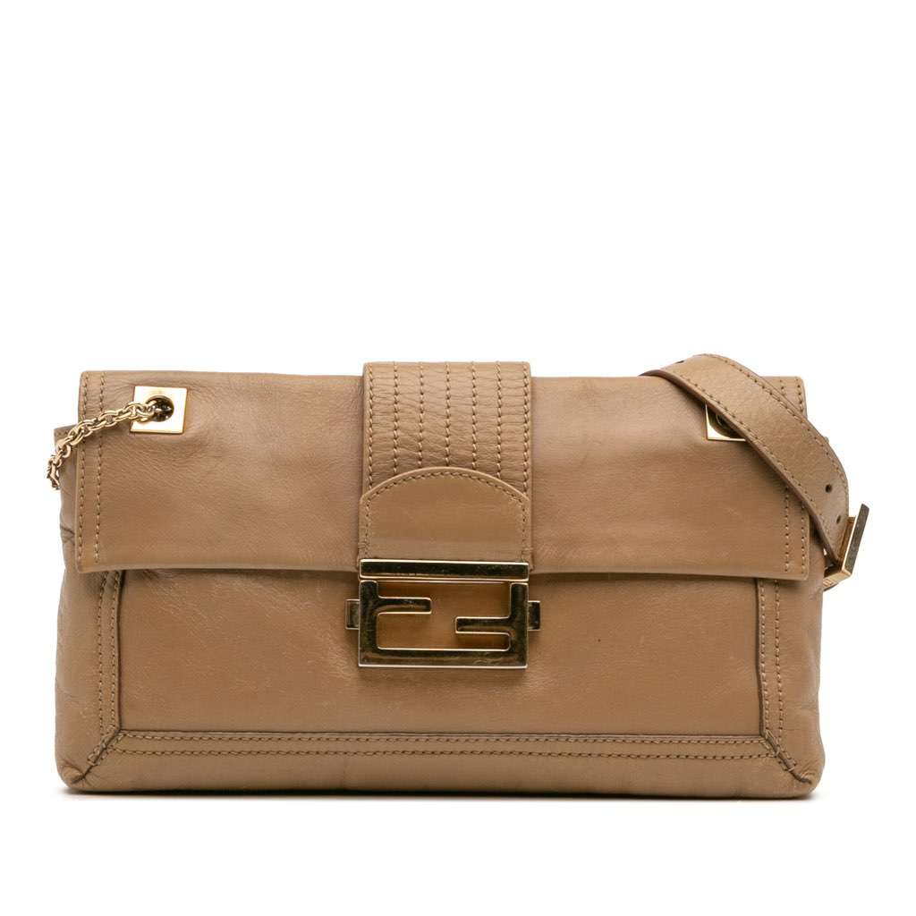 Fendi Leather Baguette Chain Flap