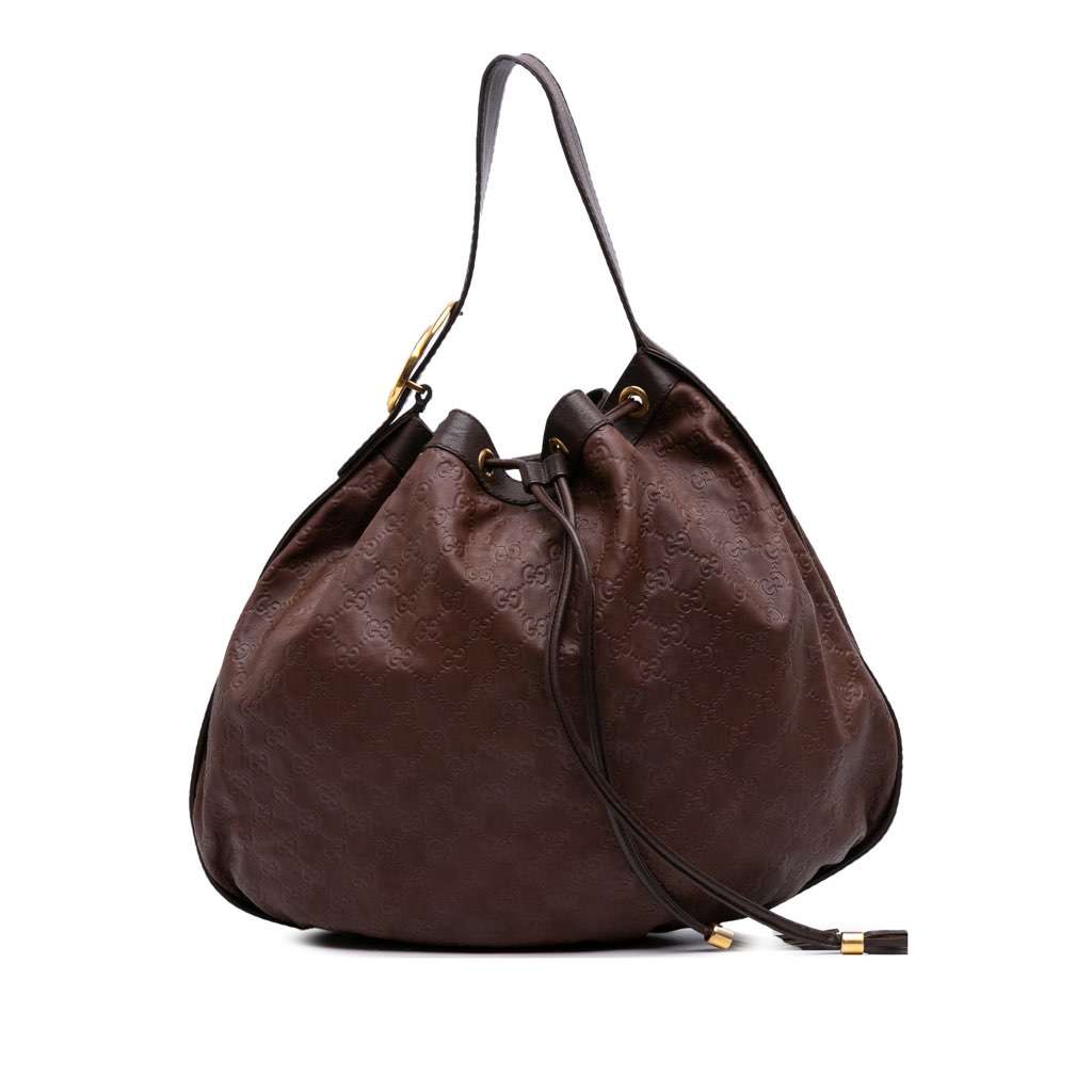 Gucci Medium Guccissima Interlocking Icon Drawstring Hobo