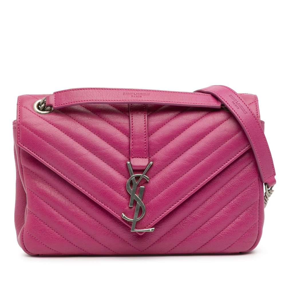 Saint Laurent Medium Chevron Sheepskin Monogram Chain Bag