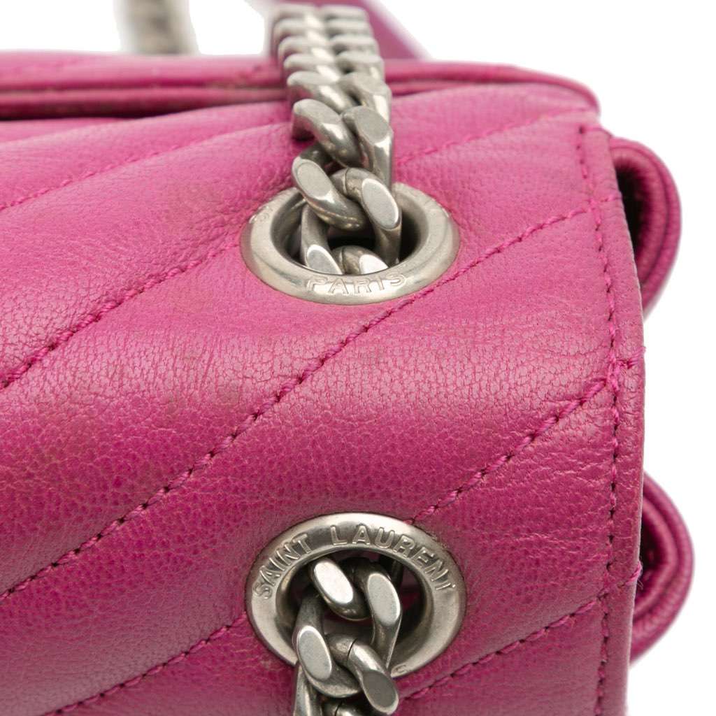 Saint Laurent Medium Chevron Sheepskin Monogram Chain Bag - Image 10