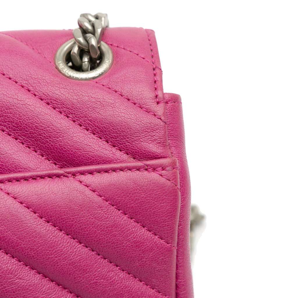 Saint Laurent Medium Chevron Sheepskin Monogram Chain Bag - Image 12
