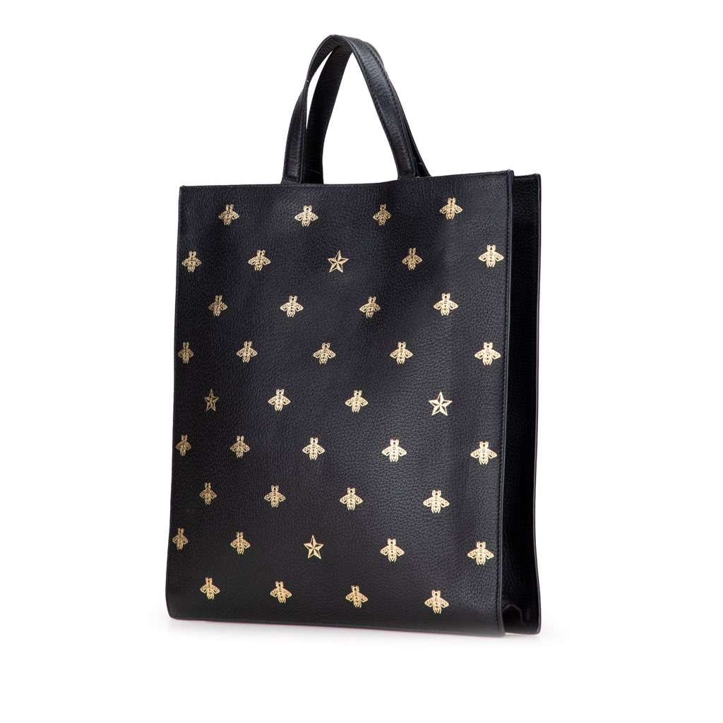 Gucci Grained Calfskin Bee Star Vertical Tote - 2