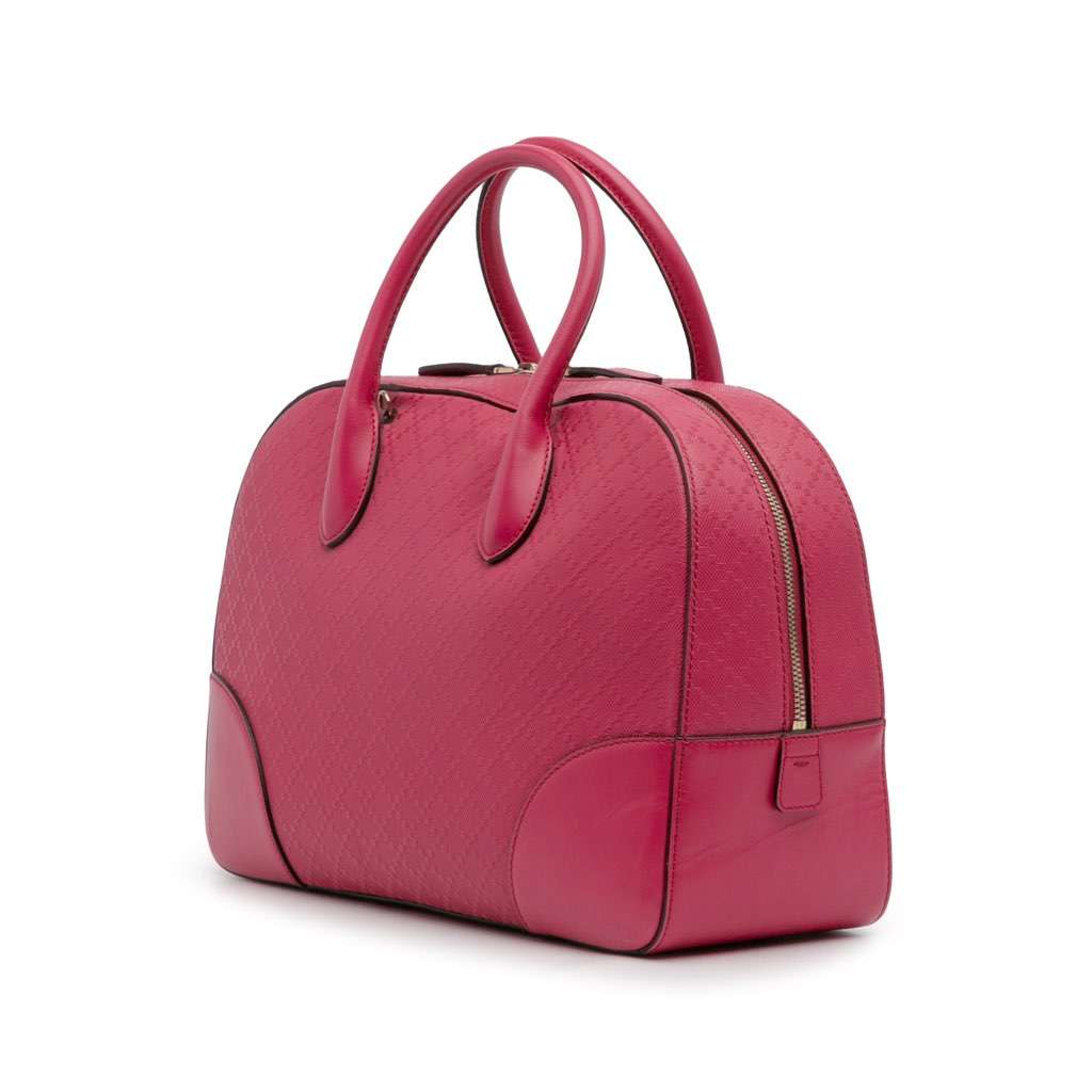 Gucci Diamante Bright Leather Satchel - Back view