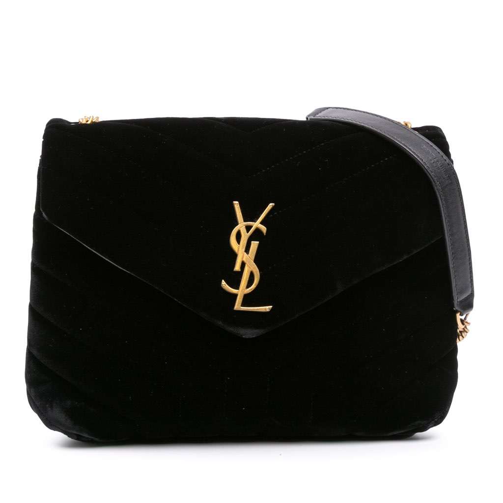 Saint Laurent Small Matelasse Velvet Monogram LouLou Crossbody