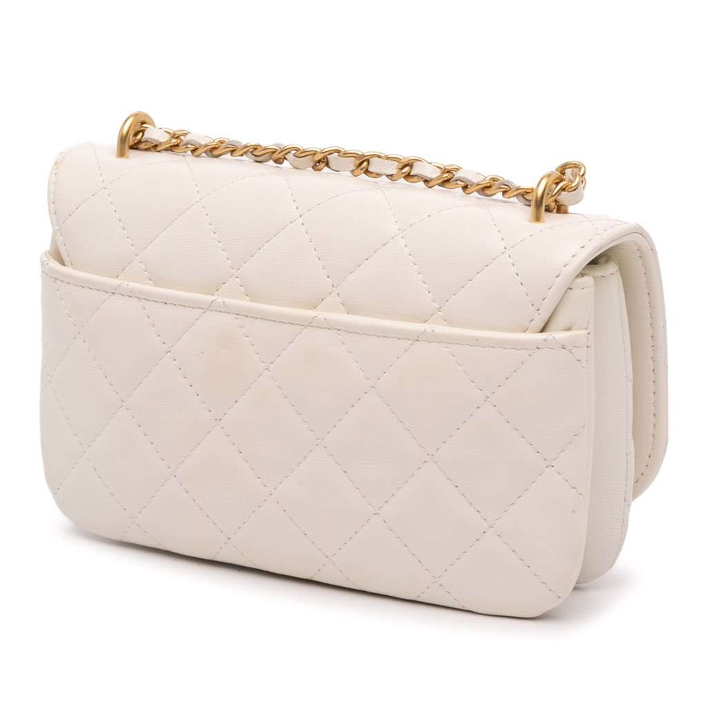 Chanel Quilted Shiny Lambskin Flap with Chain - Back view