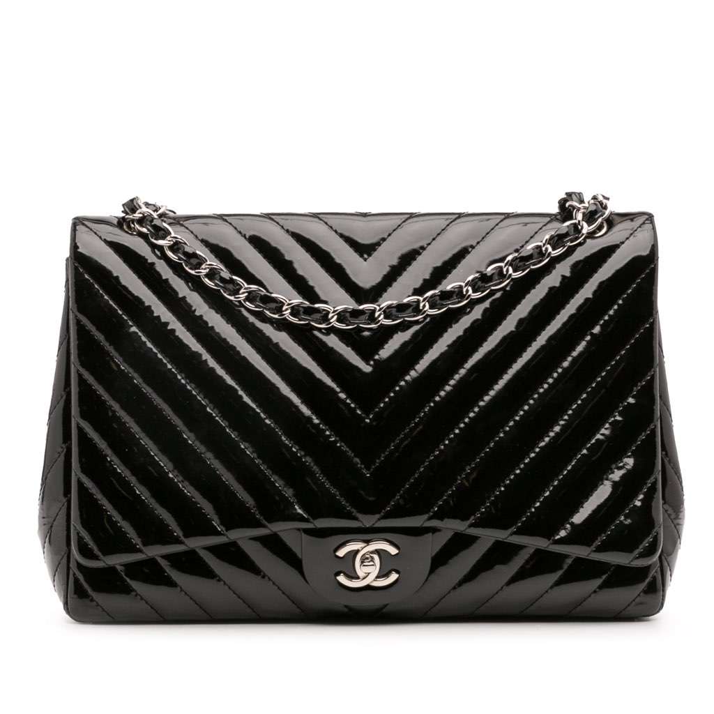 Chanel Maxi Classic Chevron Patent Single Flap