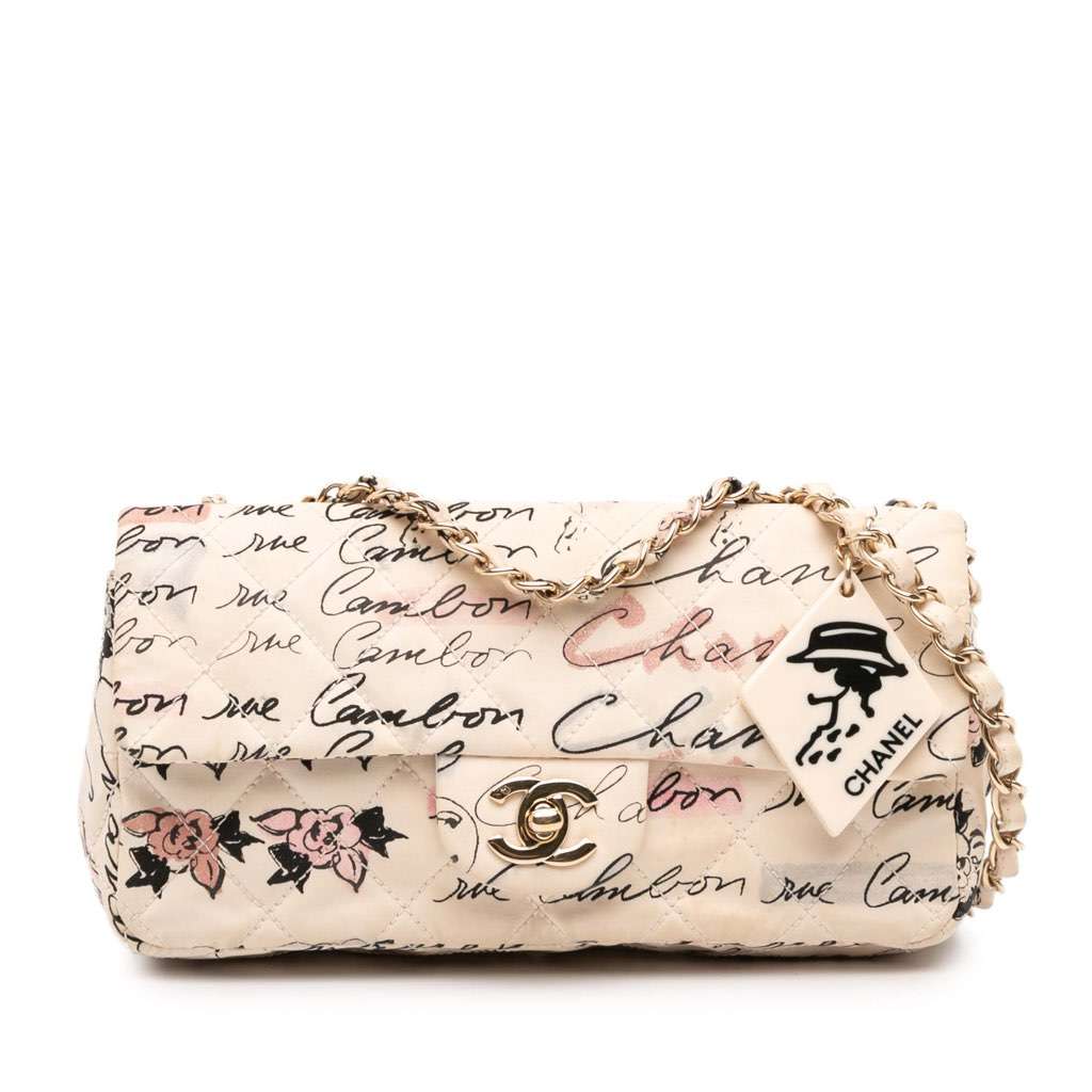 Chanel Small Quilted Nylon Printed Rue Cambon Flap