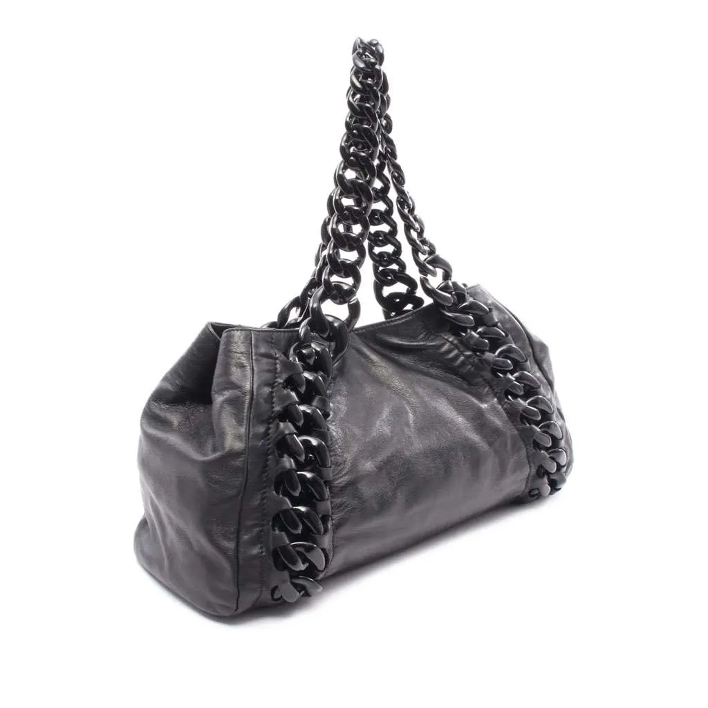 Chanel CC Calfskin Modern Chain Rhodoid East West Tote Black Leather Good - Back View