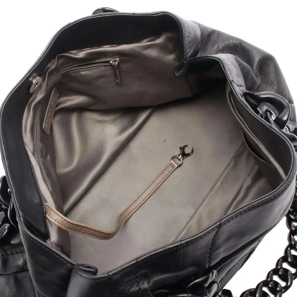 Chanel CC Calfskin Modern Chain Rhodoid East West Tote Black Leather Good - Inside View