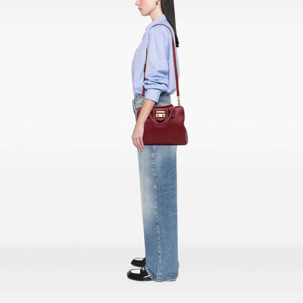Miu Miu Goatskin Madras Satchel - Image 13