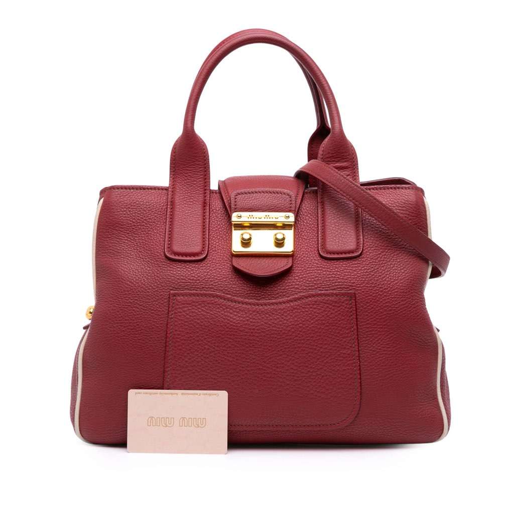Miu Miu Goatskin Madras Satchel - Image 14