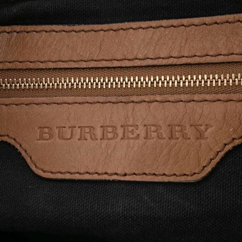Burberry House Check Canvas Brecon Satchel Brown Canvas Good - Box View