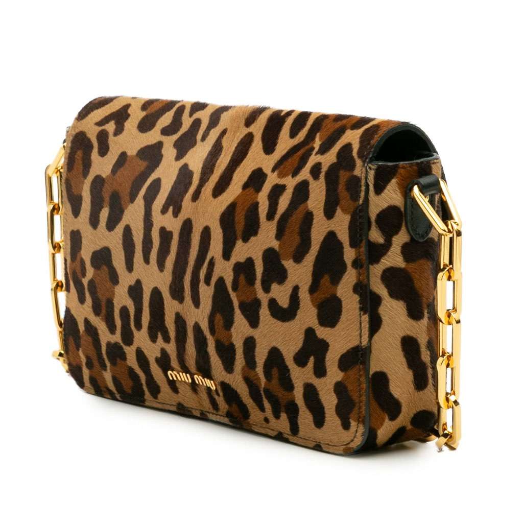 Miu Miu Leopard Print Calfskin Hair Crossbody - 2