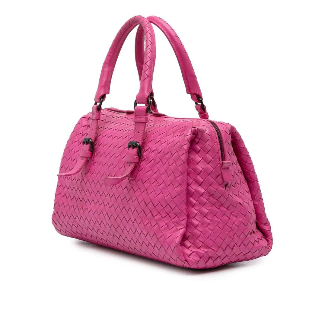Bottega Veneta Nappa Intrecciato Boston Bag Pink Leather Good - Back View