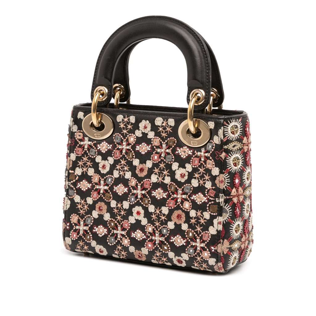 Dior Mini Calfskin Beaded Embroidered Lady Dior - Back view