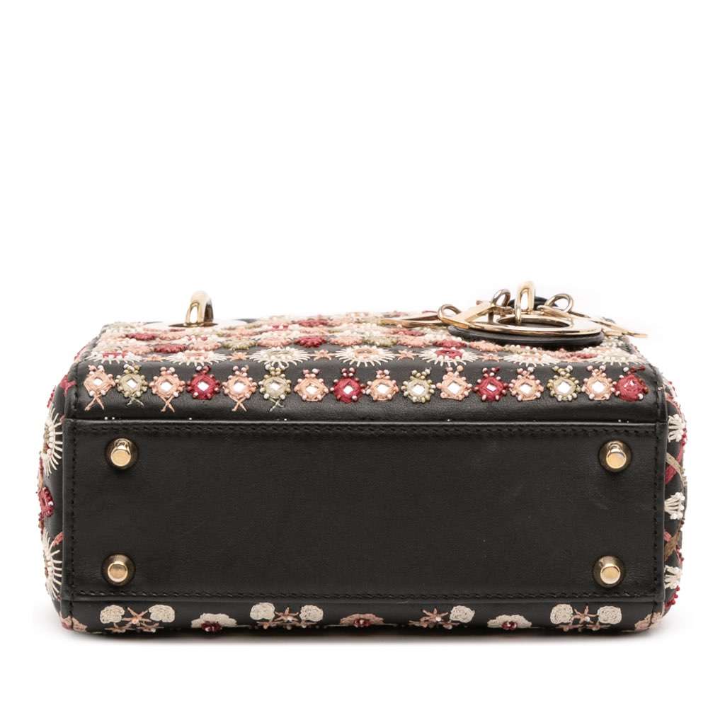 Dior Mini Calfskin Beaded Embroidered Lady Dior - Image 6