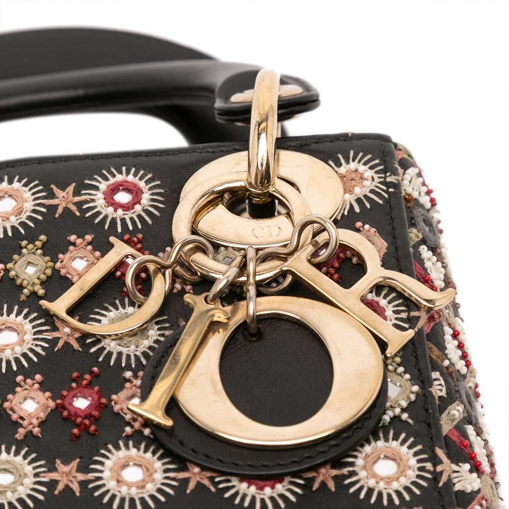 Dior Mini Calfskin Beaded Embroidered Lady Dior - Image 10