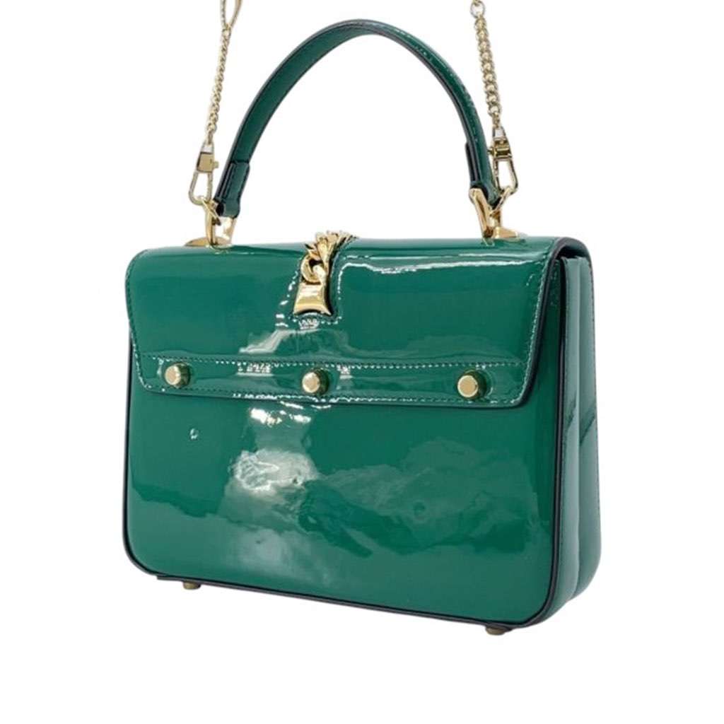 Gucci Mini Patent Sylvie 1969 Top Handle Bag - Back view