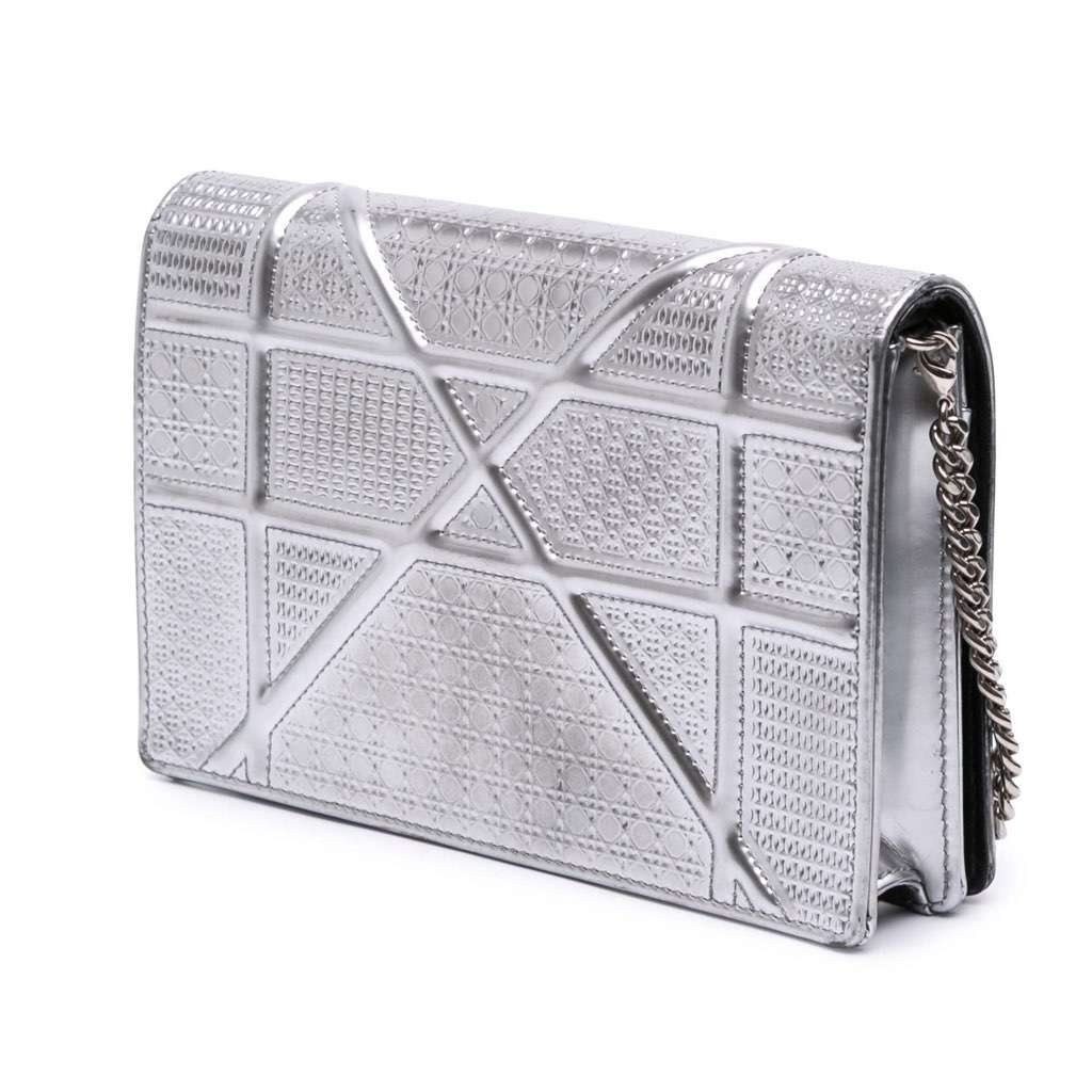 Dior Metallic Patent Microcannage Diorama Wallet on Chain - 2