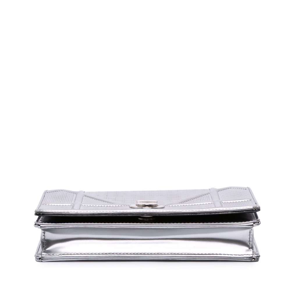 Dior Metallic Patent Microcannage Diorama Wallet on Chain - 3