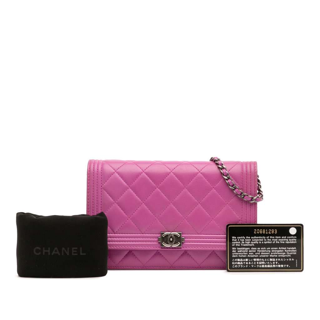 Chanel Lambskin Boy Wallet on Chain - Image 16