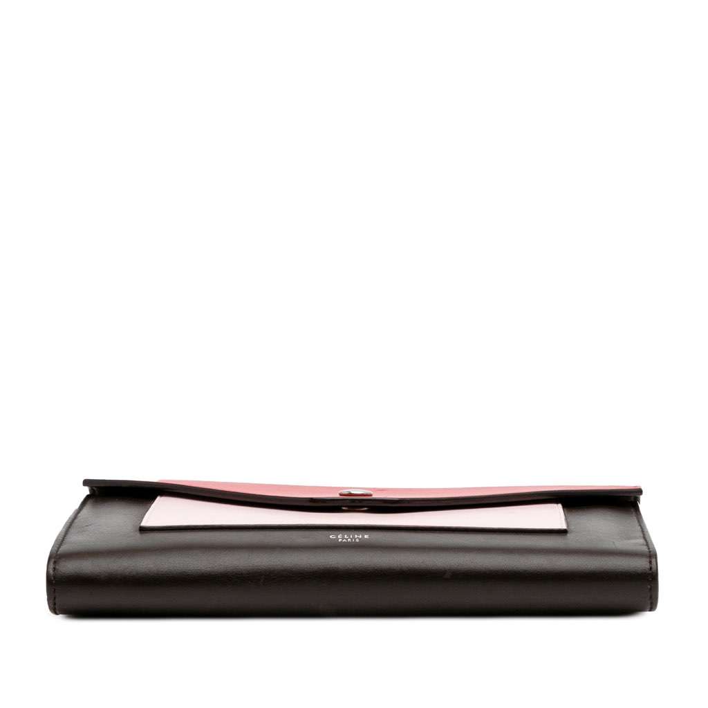 Celine Tricolor Leather Pocket Envelope Wallet On Chain - 3