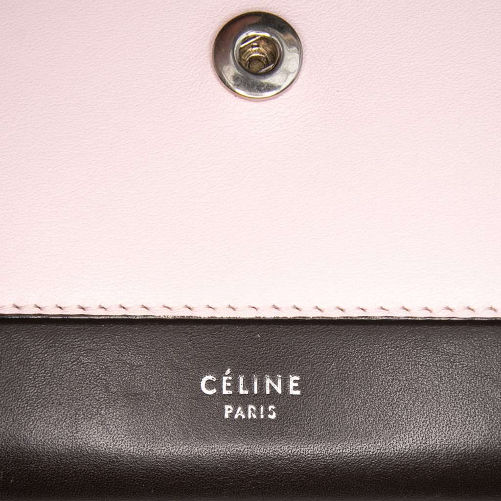 Celine Tricolor Leather Pocket Envelope Wallet On Chain - 5