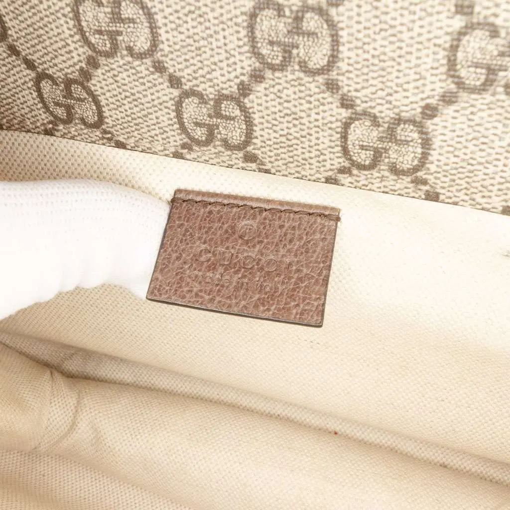 Gucci Small GG Supreme Web Neo Vintage Double Flap Messenger Bag Brown Canvas Good - Box View