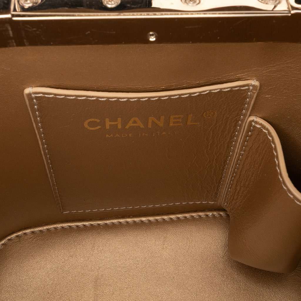 Chanel Quilted Patent Logo Chain Vanity Case - Side view