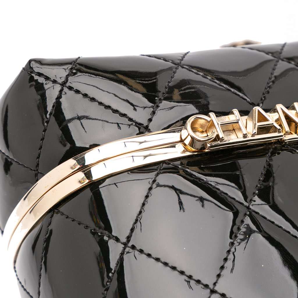 Chanel Quilted Patent Logo Chain Vanity Case - Image 11