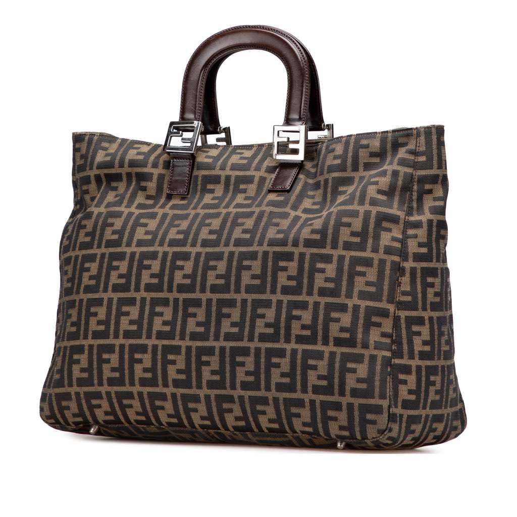 Fendi Large Zucca Canvas Twins Tote - Back view