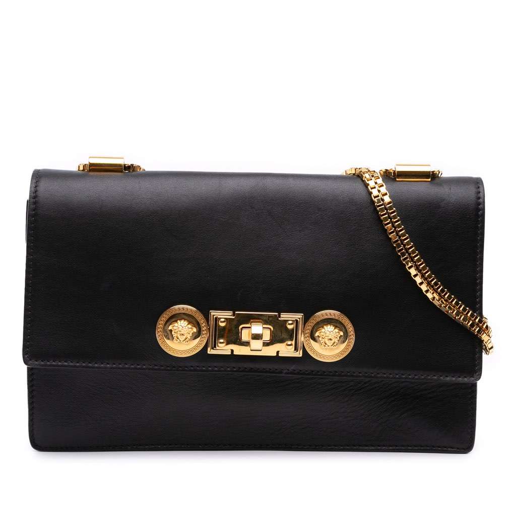 Versace Leather Medusa Flap Chain Shoulder Bag