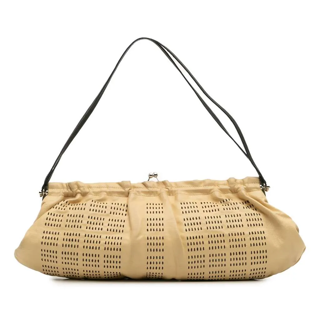 Miu Miu Leather Kiss Lock Shoulder Bag Brown Leather Good - Front View