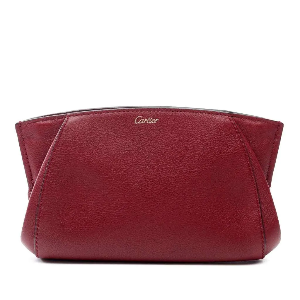 Cartier Leather C De Cartier Clutch Red Leather Good - Front View