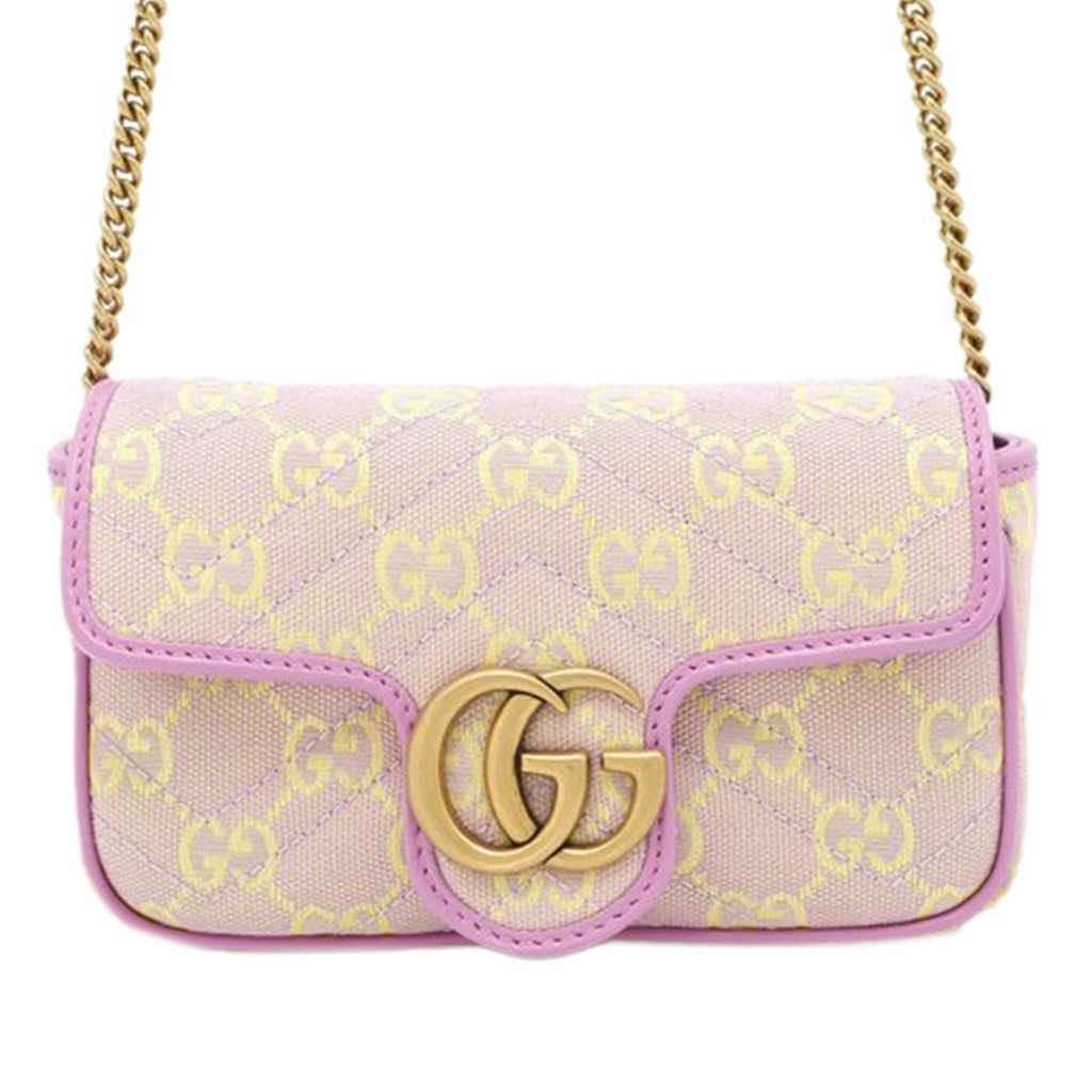 Gucci Super Mini GG Marmont Matelasse Canvas Flap Crossbody