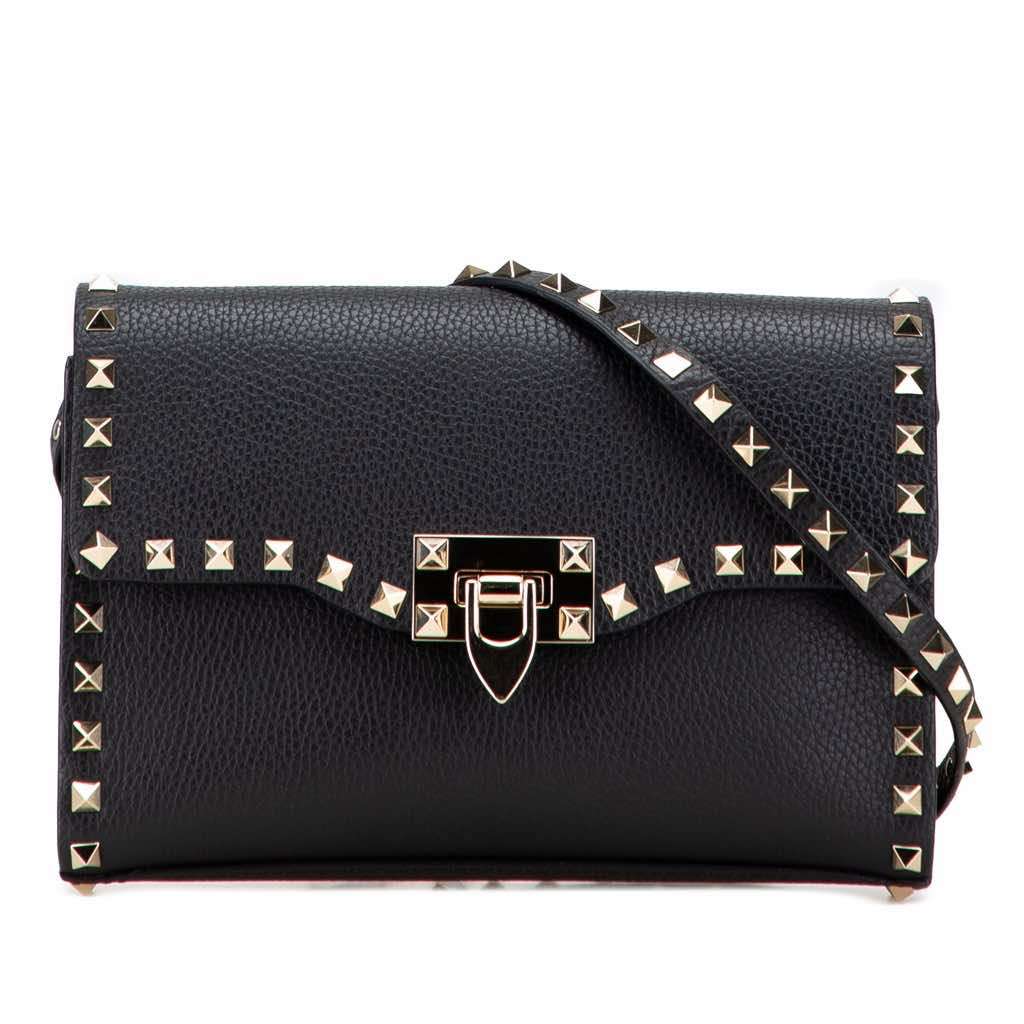Valentino Medium Pebbled Calfskin Rockstud Flip Lock Crossbody