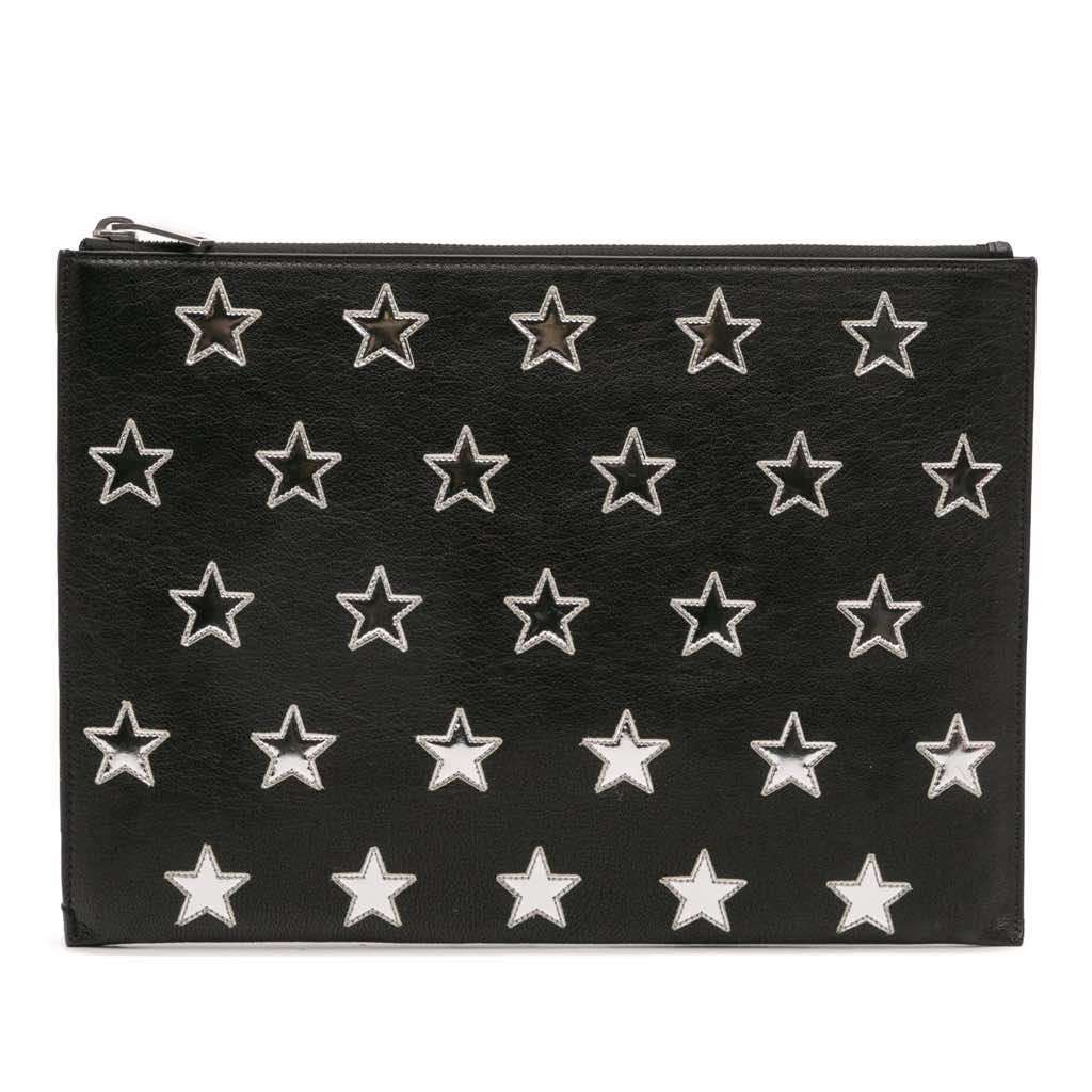 Saint Laurent Leather Star Rider Tablet Pouch