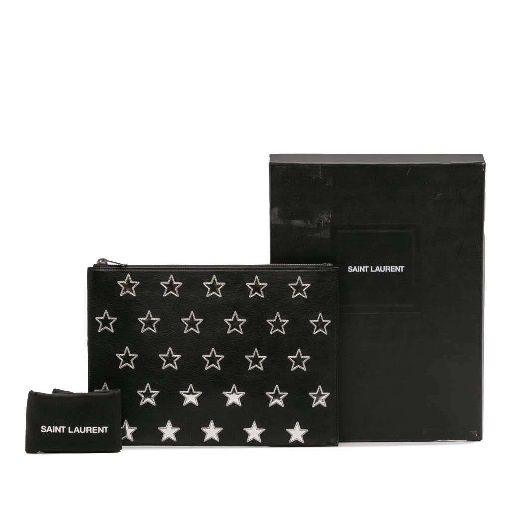 Saint Laurent Leather Star Rider Tablet Pouch - Image 14