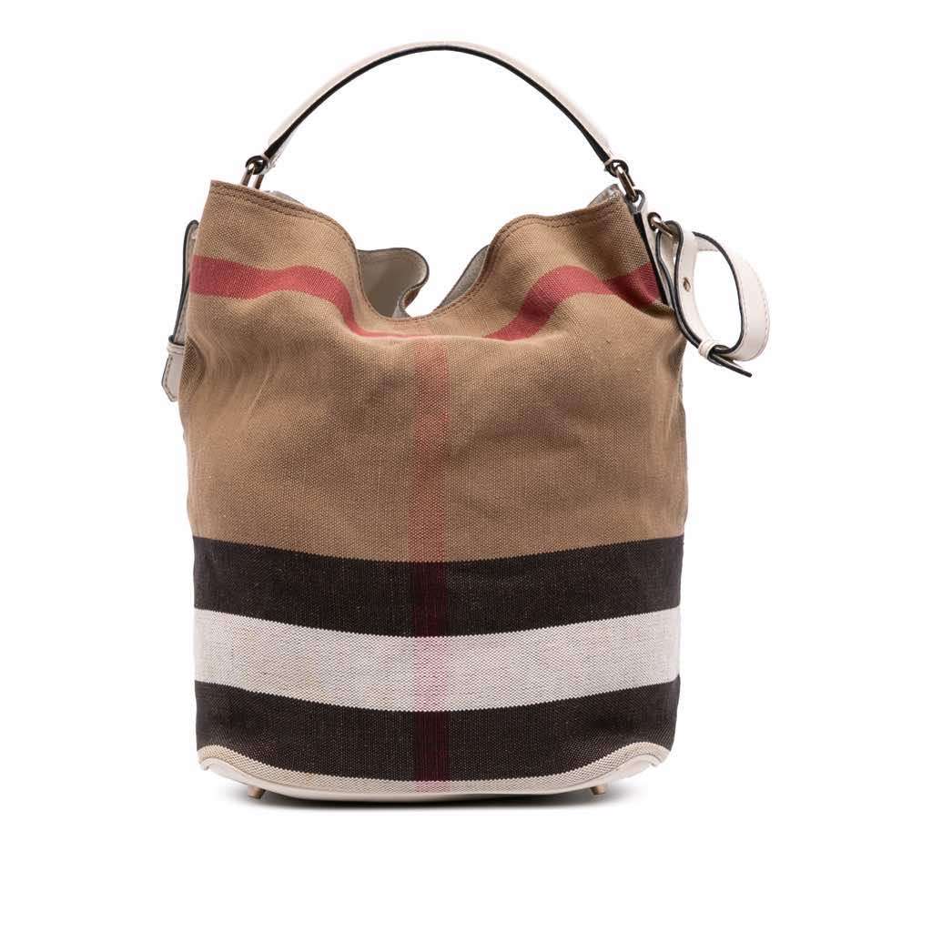 Burberry Medium Mega Check Canvas Ashby Bucket Bag