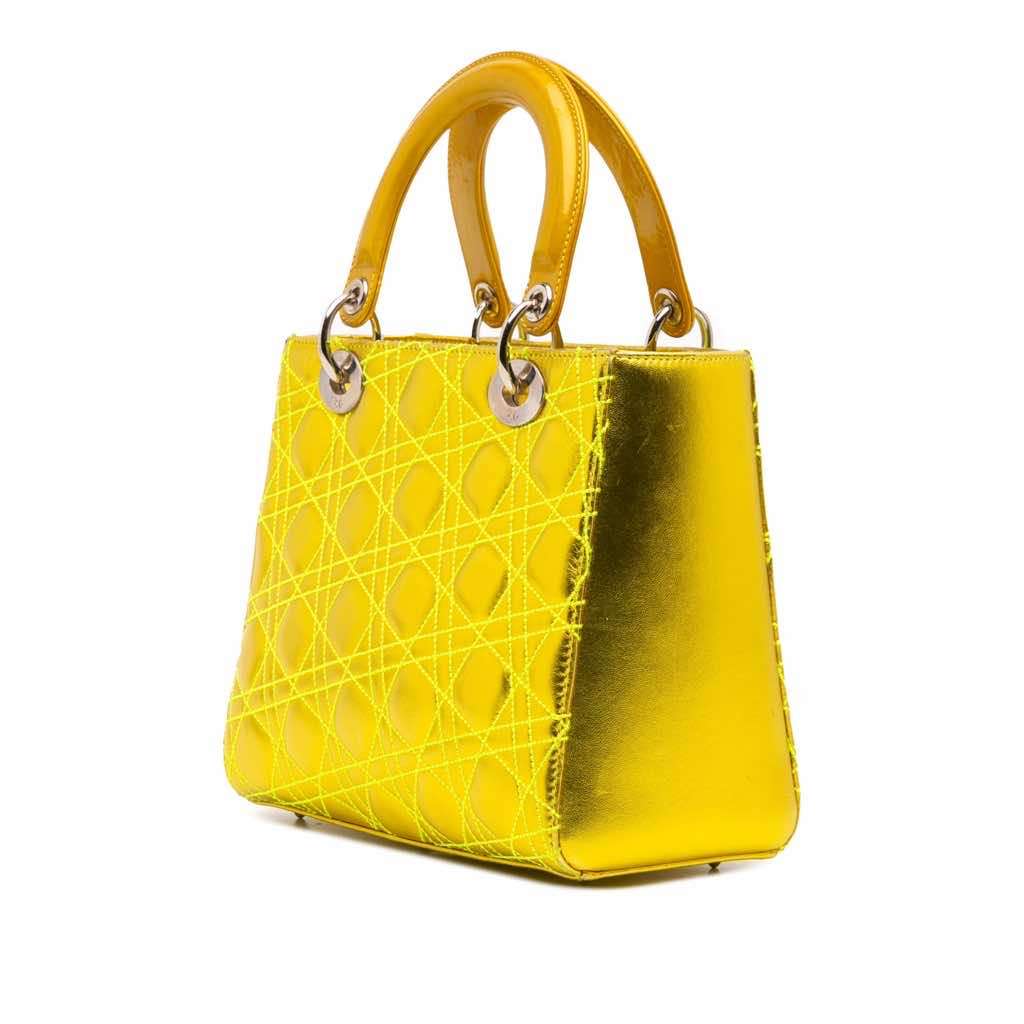 Dior Anselm Reyle Medium Metallic Lambskin Cannage Lady Dior - Back view