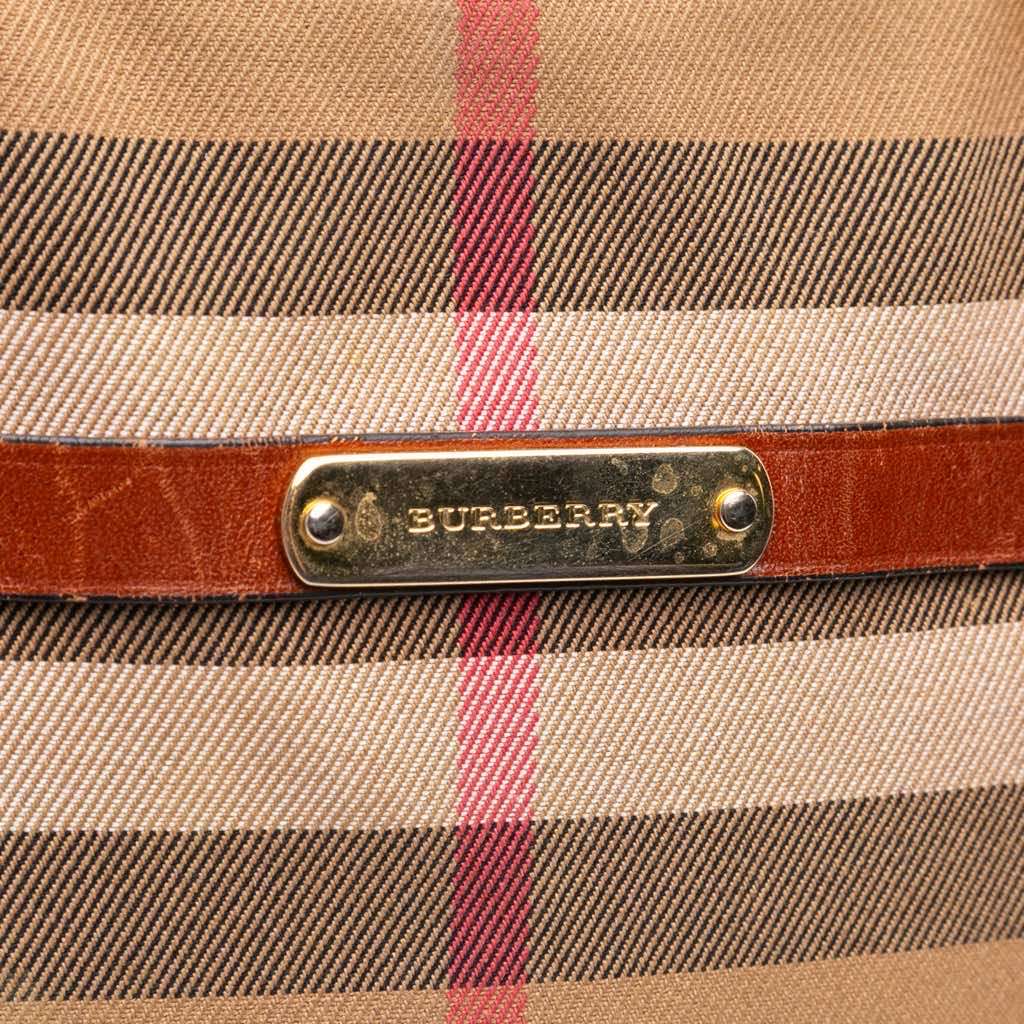 Burberry Small Leather Trimmed House Check Canvas Bridle Orchard Satchel - Side view