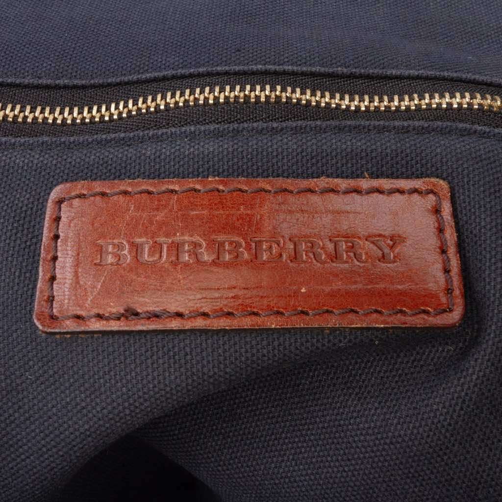 Burberry Small Leather Trimmed House Check Canvas Bridle Orchard Satchel - Detail 1