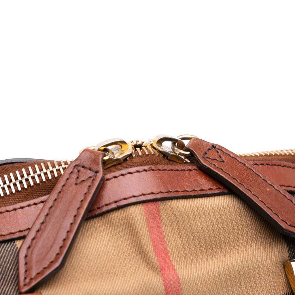 Burberry Small Leather Trimmed House Check Canvas Bridle Orchard Satchel - Image 11